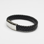 Buckle Wide Braided Bracelet // Black (Brown)