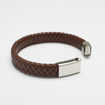 Buckle Wide Braided Bracelet // Black (Brown)