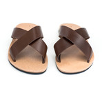 Paros Cross Strap Leather Sandal // Brown (Euro: 46)