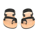 Santorini Double Toe Strap Leather Sandal // Black (Euro: 43)