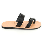 Santorini Double Toe Strap Leather Sandal // Black (Euro: 46)
