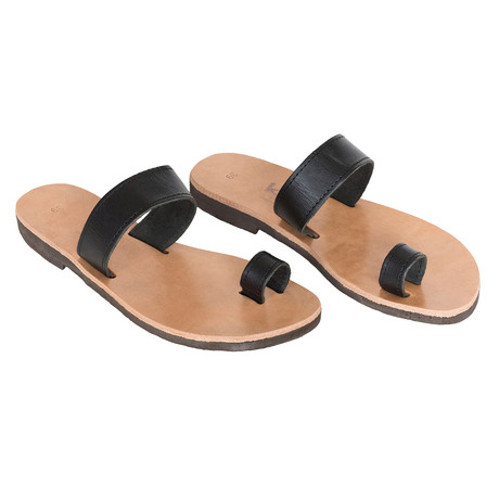 Sifnos Single Toe Strap Leather Sandal // Black (Euro: 40)