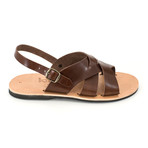 Syros Triple Strap Leather Sandal // Brown (Euro: 43)