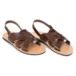 Syros Triple Strap Leather Sandal // Brown (Euro: 41)