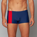 Priapos Swim Trunk with C-Ring // Navy + Red (S)
