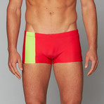 Priapos Swim Trunk with C-Ring // Red + Lime (S)