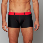 Bond Swim Trunk // Black + Red (M)