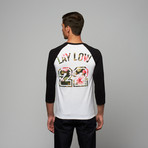 Lay Low // Floral Baseball Tee // Black + White (L)