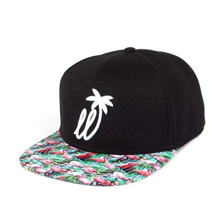 Lay Low // Flamingo Snapback Baseball Cap // Black