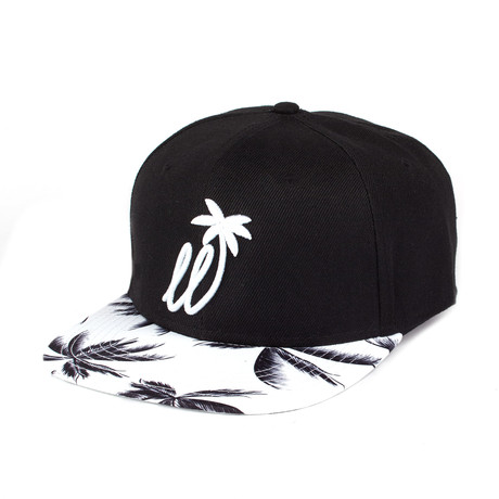 Lay Low // Palm Tree Snapback Baseball Cap // Black