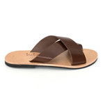 Paros Cross Strap Leather Sandal // Brown (Euro: 46)