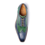Veloce Wing-Tip Derby // Blue + Green (Euro: 44)