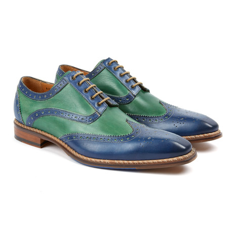 Veloce Wing-Tip Derby // Blue + Green (US: 7)