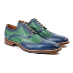 Veloce Wing-Tip Derby // Blue + Green (Euro: 44)