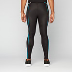 A200 Long Compression Tights // Black + Neon Blue (L)