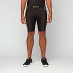 A200 Half Compression Tights // Black + Yellow (XL)