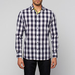 Large Checkered Button-Up // Navy (S)