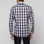 Large Checkered Button-Up // Navy (S)