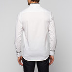 Solid Leopard Trim Button-Up // White (S)