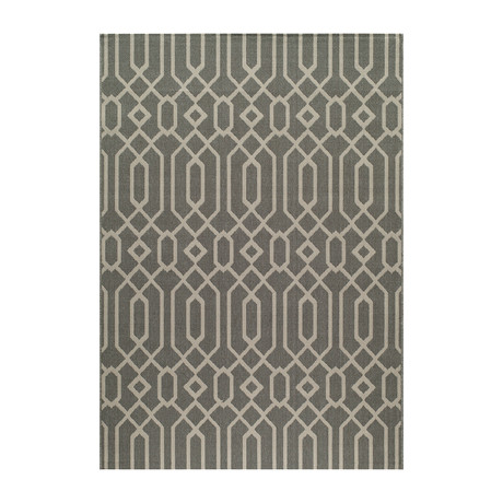 Fretwork Indoor + Outdoor Rug // Grey (3'-11"L x 5'-7"W)