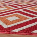 Box Geometric Indoor + Outdoor Rug // Red (2'-3"L x 7'-6" Runner)