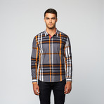 Plaid Button Up // Grey + Orange (L)