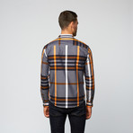 Plaid Button Up // Grey + Orange (L)