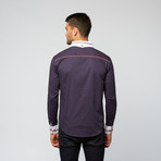 Plaid Detail Button Up // Navy (S)