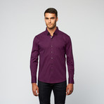 Solid Square Button Up // Purple + Black (XL)