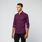 Solid Square Button Up // Purple + Black (M)