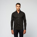 Solid Square Button Up // Black + Purple (M)