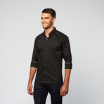 Solid Square Button Up // Black + Purple (L)