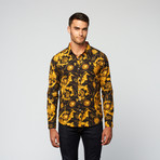 Baroque Button Up // Black + Yellow (L)