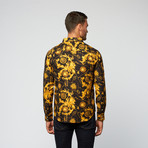 Baroque Button Up // Black + Yellow (L)