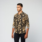 Baroque Button Up // Black + Khaki (XL)