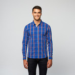 Plaid Lines Button Up // Royal (XL)