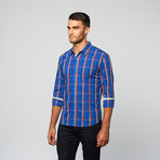 Plaid Lines Button Up // Royal (L)