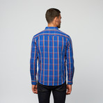 Plaid Lines Button Up // Royal (XL)