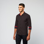 Dotted Button Up // Black + Red (XL)