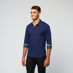 Dotted Button Up // Navy (M)