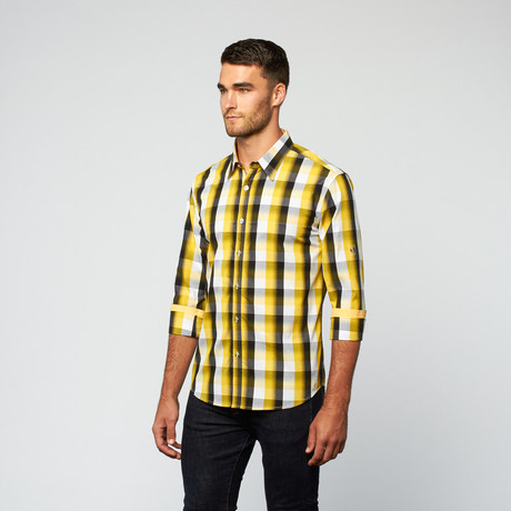 Plaid Button Up // Yellow + Black (S)