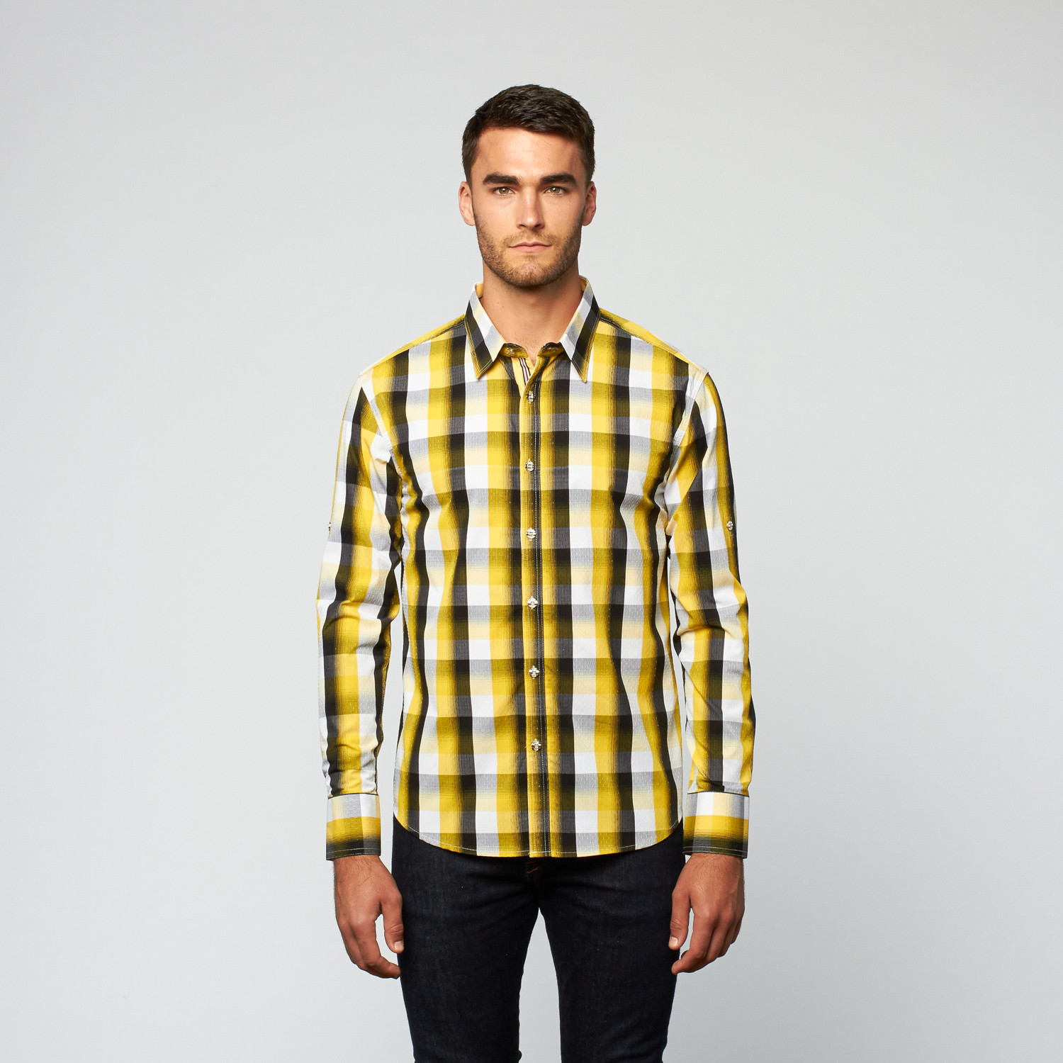 Plaid Button Up // Yellow + Black (S) - Perruzo - Touch of Modern