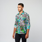 Jungle Button Up // Aqua (L)