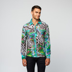 Jungle Button Up // Aqua (L)