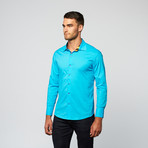 Solid Square Button Up // Turquoise (L)