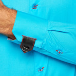 Solid Square Button Up // Turquoise (L)