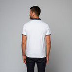 Pin Dot Polo // White + Paisley Trim (M)