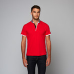 Plaid Collar Polo // Red (L)