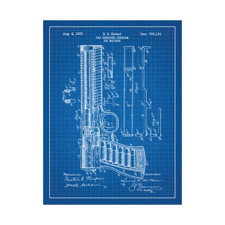 Gas Operated Firearm (Blue Grid // White Ink)