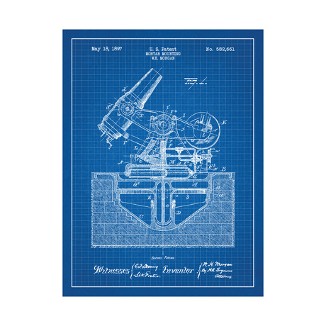 Mortar Mounting (Blue Grid // White Ink)